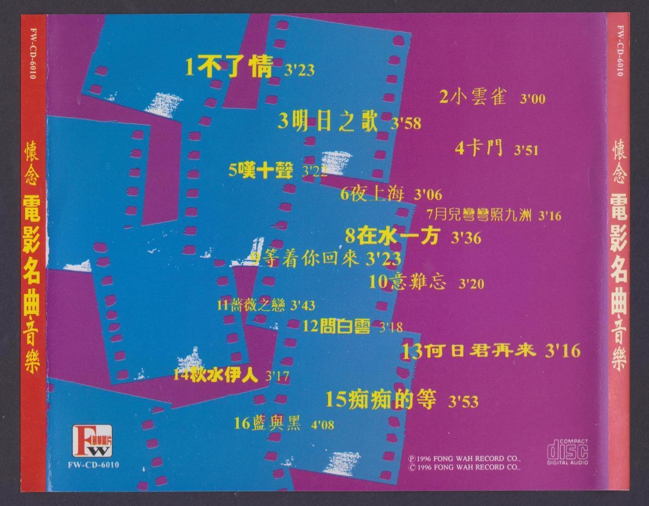 Unforgettable Theme from Movies OST Instrumental Music 1996 CD FCS5906