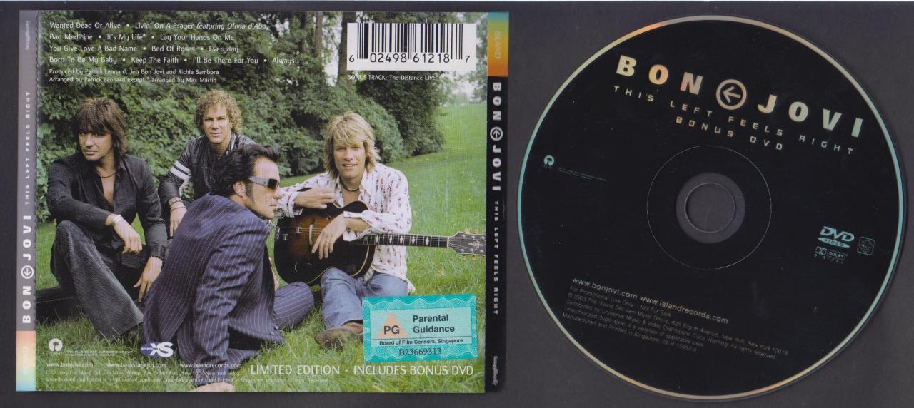 Mega Rare Bon Jovi This Left Feels Right 2003 Singapore CD + DVD FCS6243