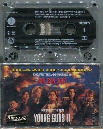 Jon Bon Jovi 1990 Young Guns II OST Mega Rare Polygram Malaysia Cassette CS112