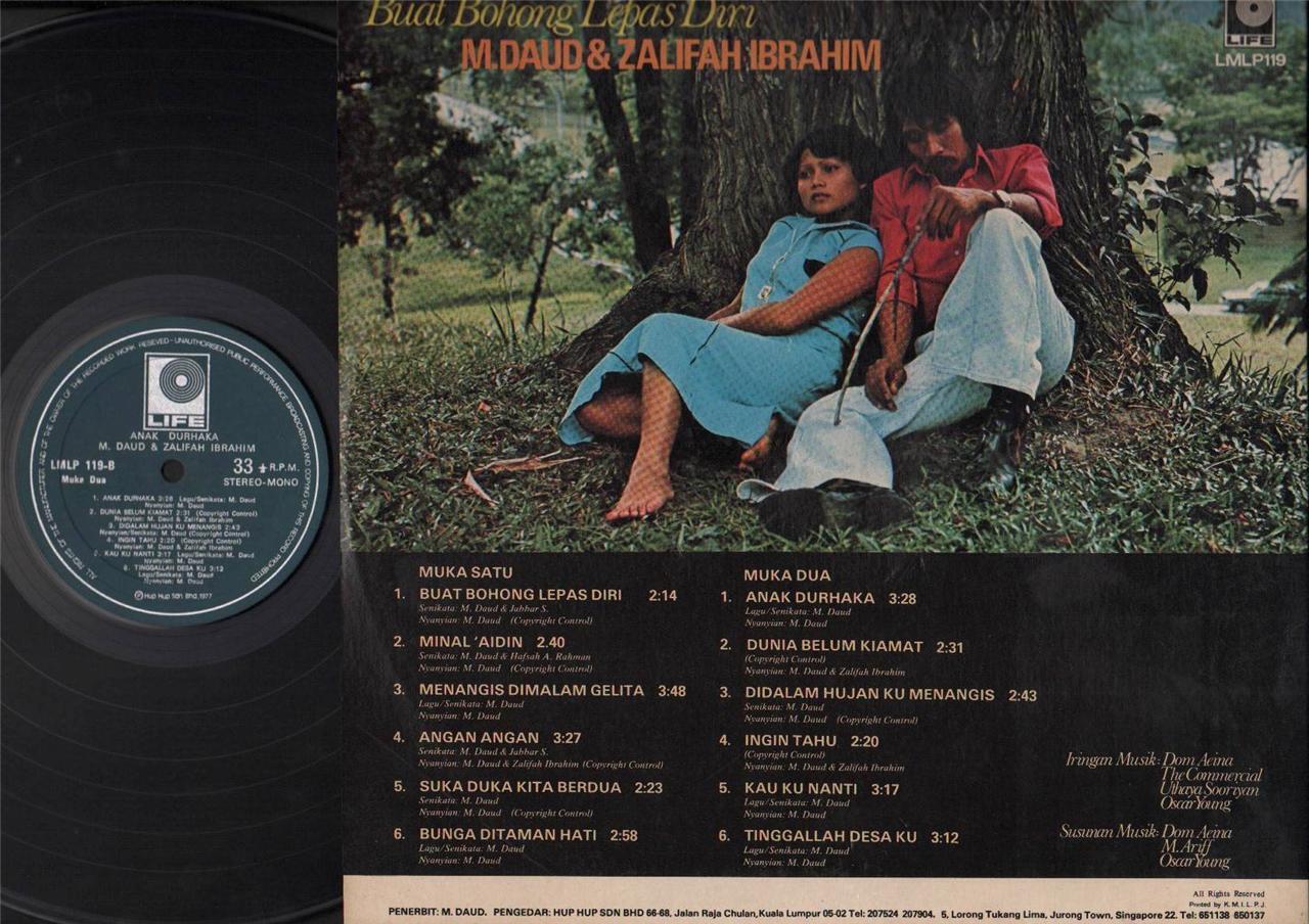 Rare Malay Anak Durhaka M.Daud & Zalifah Ibrahim 1977 Malaysia 12" LP MLP390