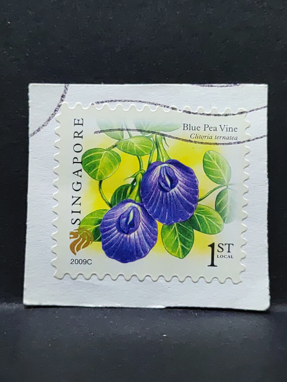 AMM68 Singapore Blue Pea Vine Flower 1st Local Used On Paper Stamp (SA032)