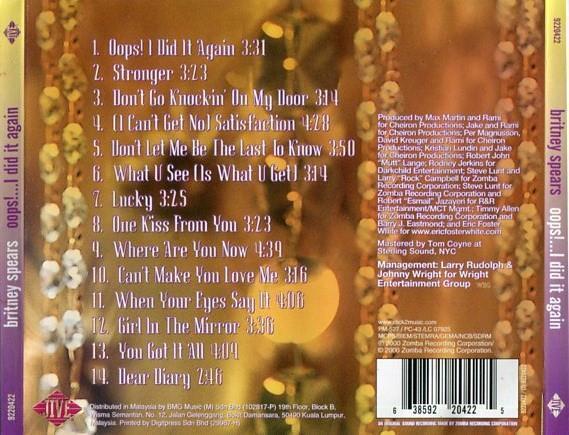 Britney Spears 2000 Opps! I did it again Mega Rare BMG Music Malaysia CD FCS2488