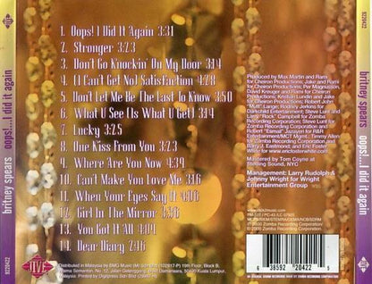 Britney Spears 2000 Opps! I did it again Mega Rare BMG Music Malaysia CD FCS2488