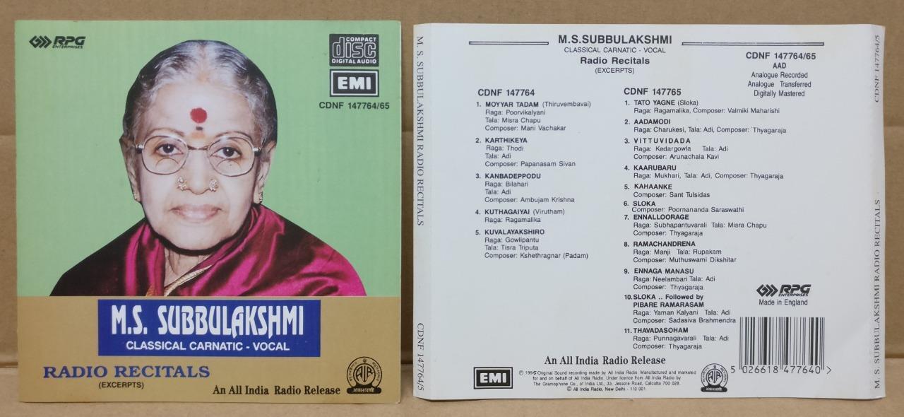 India Bollywood Rare M.S. Subbulakshmi Radio Recitals EMI England 2x CD FCS9135