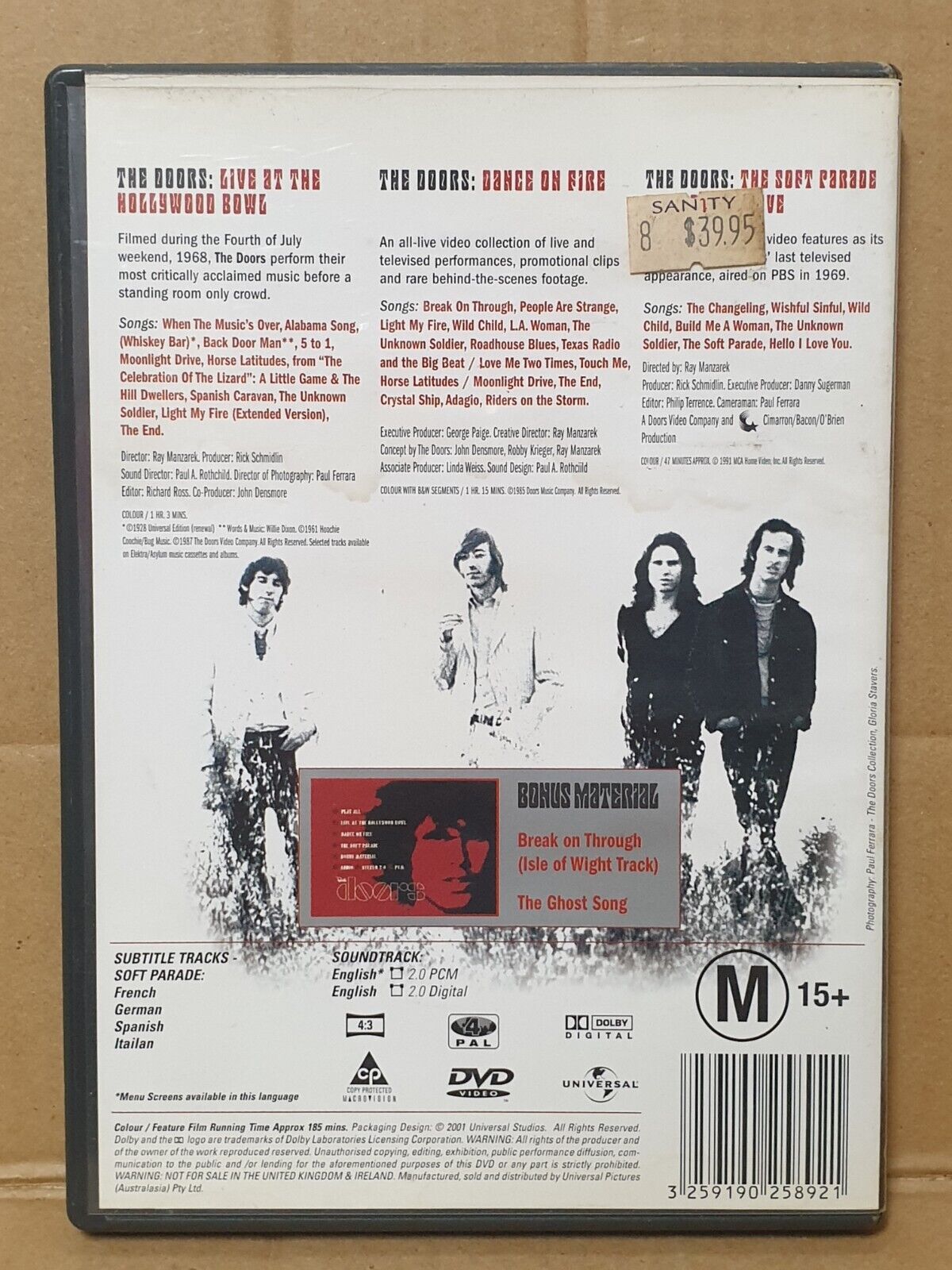 The Doors 30th Anniversary Collection 2001 English DVD (FCB2448)