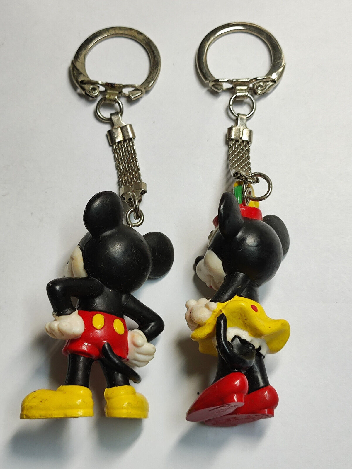 AMM68 VINTAGE HEAVY KEYCHAIN KEYRING MICKY AND MINNIE MOUSE HANDPAINTED (JF081)