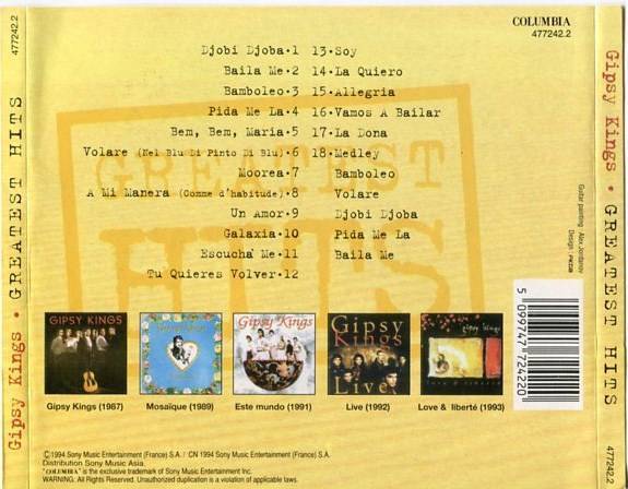 Gipsy Kings Greatest Hits 1994 Mega Rare Sony Music Asia CD FCS4503