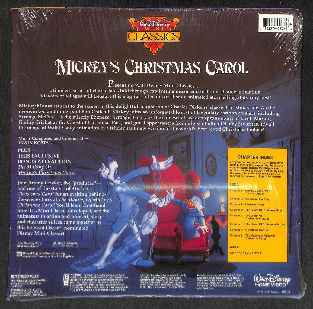 Cartoon Animated Movie Mickey Christmas Carol W/Censor Sticker Laserdisc LD1476