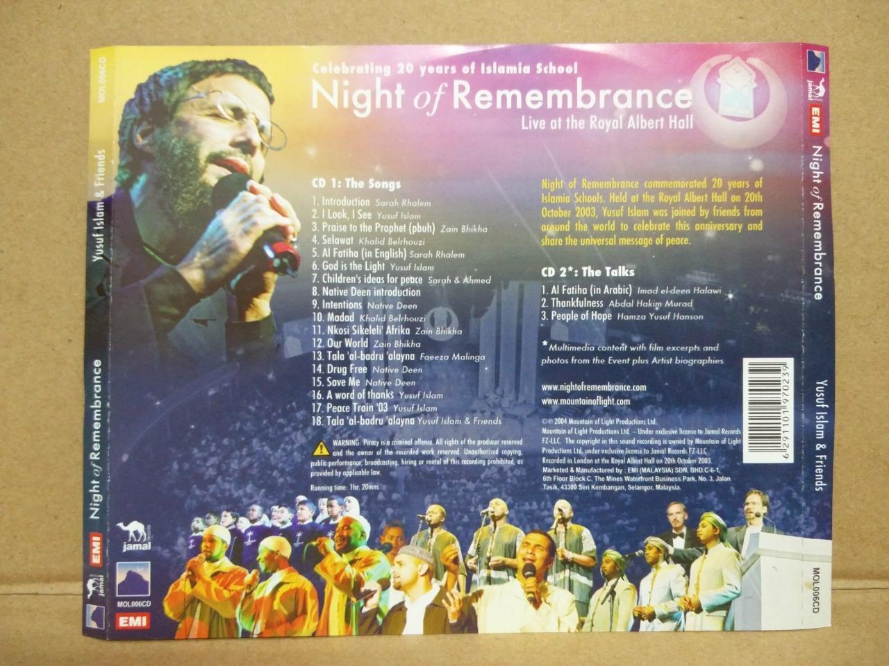 Yusuf Islam & Friends Night Of Remembrance 2004 Mega Rare Malaysia 2x CD FCS8741