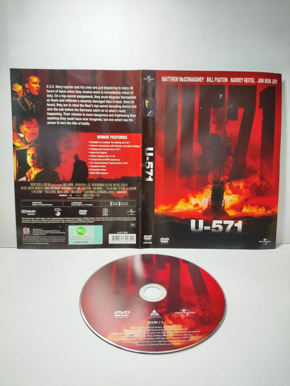 Movie U-571 Matthew McConaughey DVD Disc & Cover Region 3 (NO Case) (DC018)