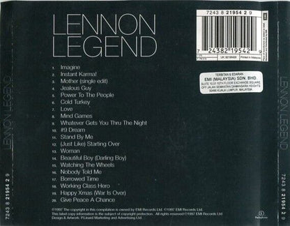 John Lennon Legend 1997 The Beatles Mega Rare EMI Malaysia CD FCS2496