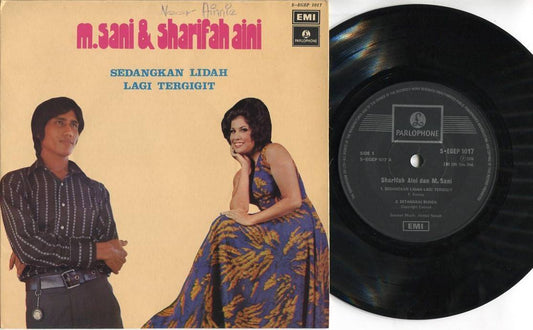 Rare Malaysia Malay Sharifah Aini & M. Sani Duet 1974 EMI Singapore 7" EP MEP462