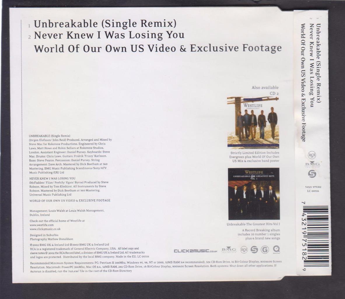 Westlife Unbreakable 2002 Made In EU CD FCS7028