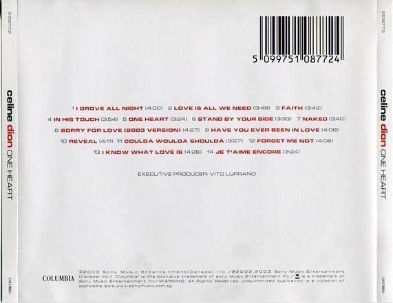 Mega Rare Celine Dion One Heart 2003 Sony Singapore CD FCS4977