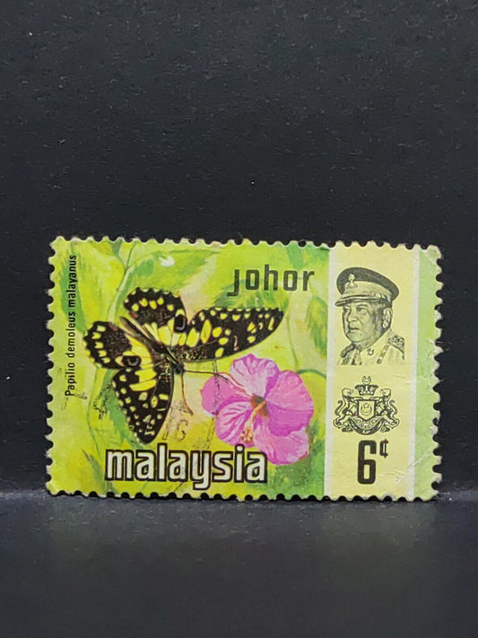 AMM68 Malaysia Johor Butterfly 6 cents Used Stamp (SA054)