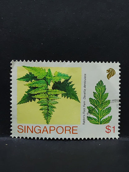 AMM68 Singapore Rabbit's Foot Plant 1 Dollar Used Stamp (SA028)