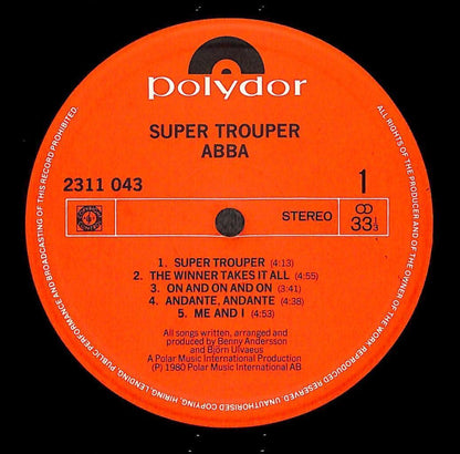 ABBA Super Trouper 1980 Polydor Rare Singapore Malaysia English LP ELP2370