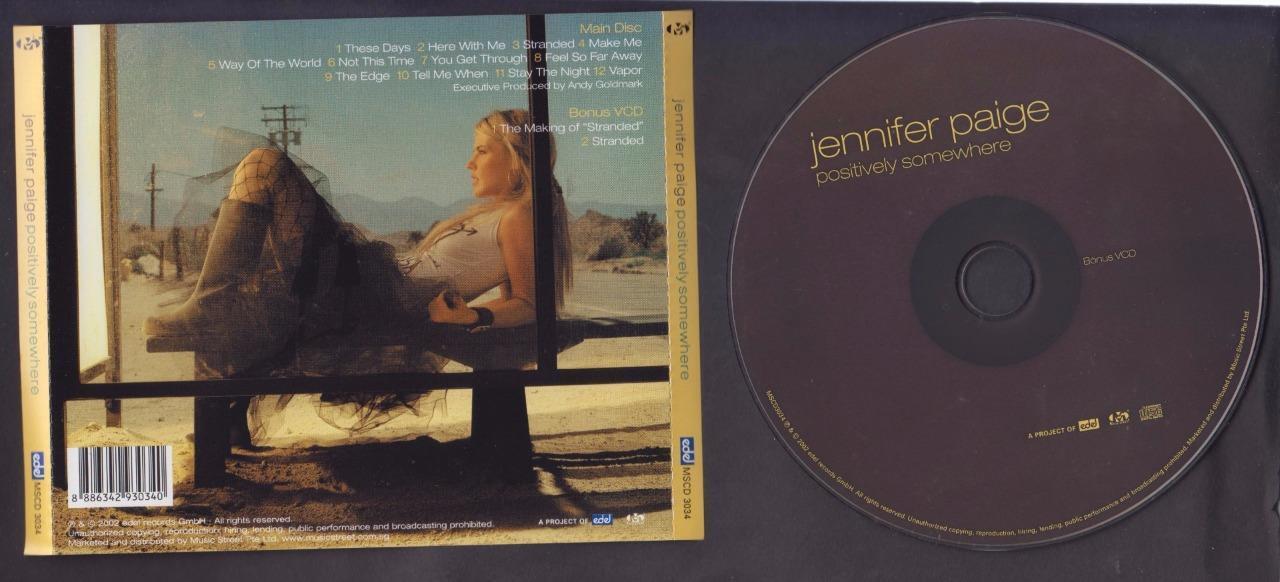 Mega Rare Jennifer Paige Postively Somewhere Singapore CD + VCD FCS7036