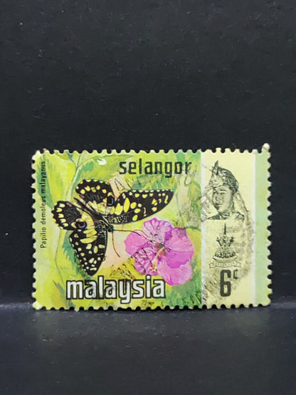 AMM68 Malaysia Selangor Butterfly 6 cents Used Stamp (SA055)