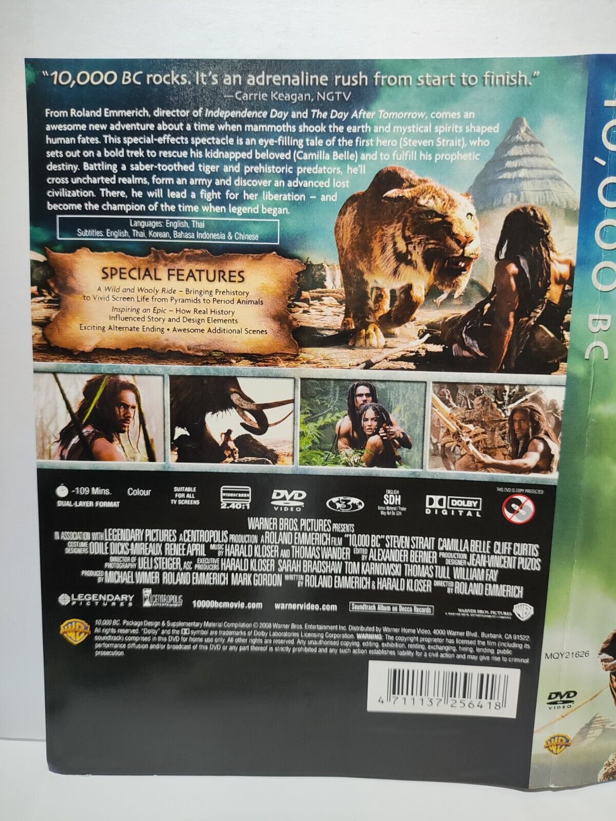 Movie 10,000 BC Steven Strait DVD Disc & Cover Region 3 (NO Case) (DC009)