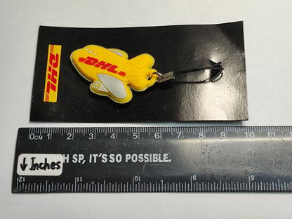 AMM68 STUNNING VINTAGE HANDPHONE CHARM DHL LOGO YELLOW AIRPLANE RUBBER (JF057)