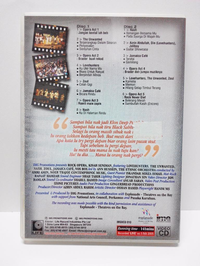 Malay Rock Band Concert Aisah Seniman At Esplanade Singapore 2x VCD FCB1065