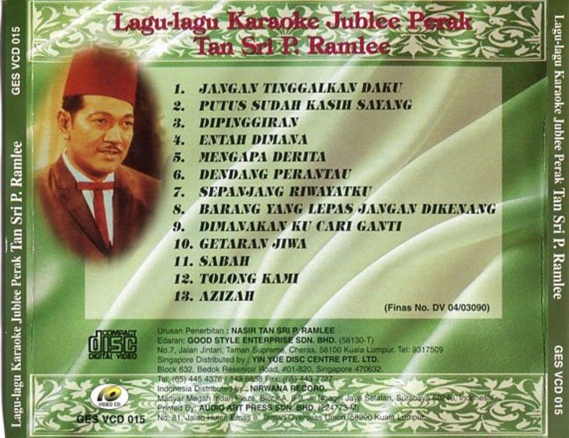 Malaysia Malay Tan Sri P. Ramlee Karaoke Good Style Enterprise VCD FCS1521