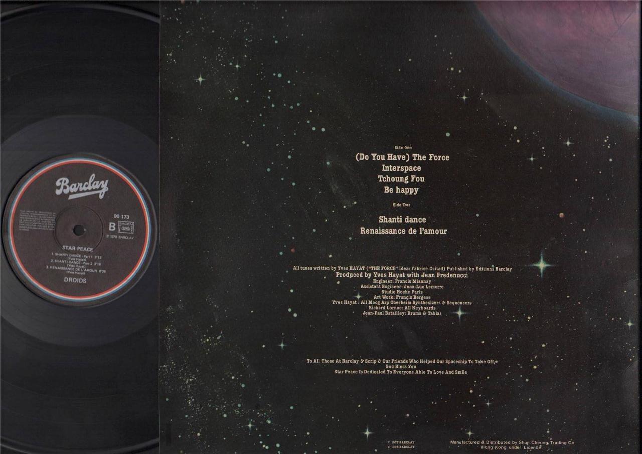 Star Peace Droids French 1978 Cosmic Disco Super Rare Hong Kong 12" LP ELP1972