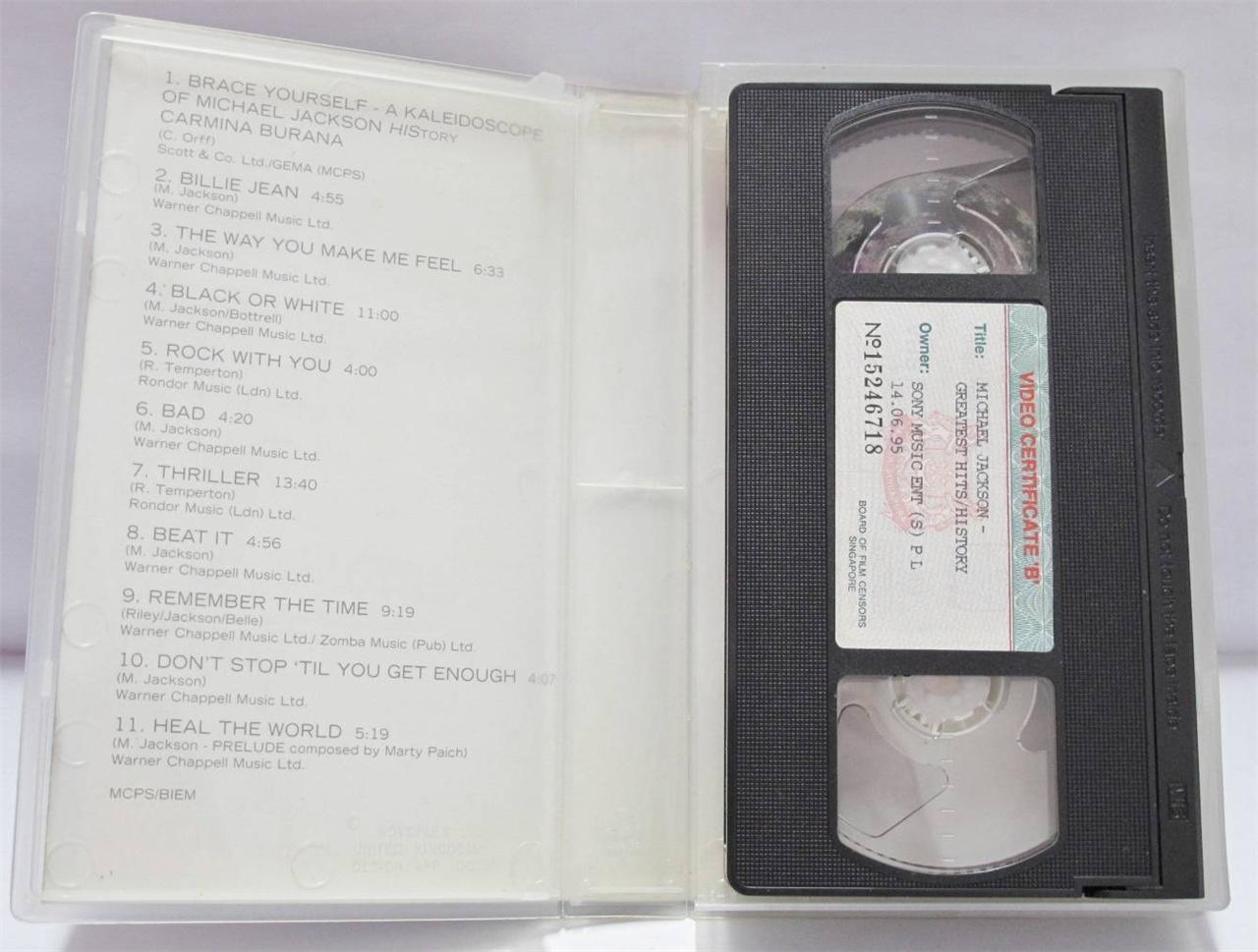 Mega Rare Michael Jackson History 1995 VHS Tape PAL Sony Singapore Censor FCB387