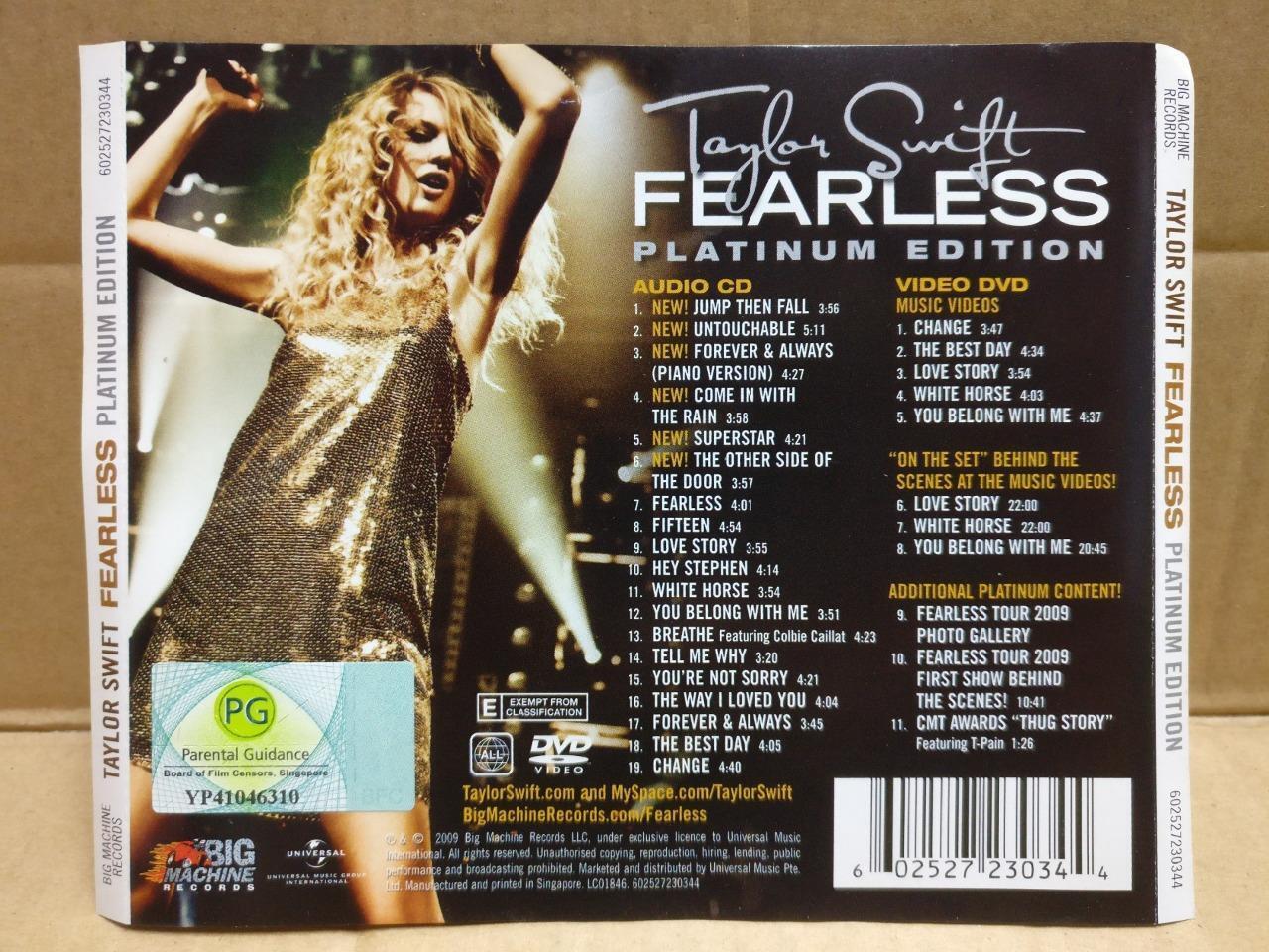 Taylor Swift Fearless Platinum Edition 2009 Rare Singapore CD + DVD FCS9918