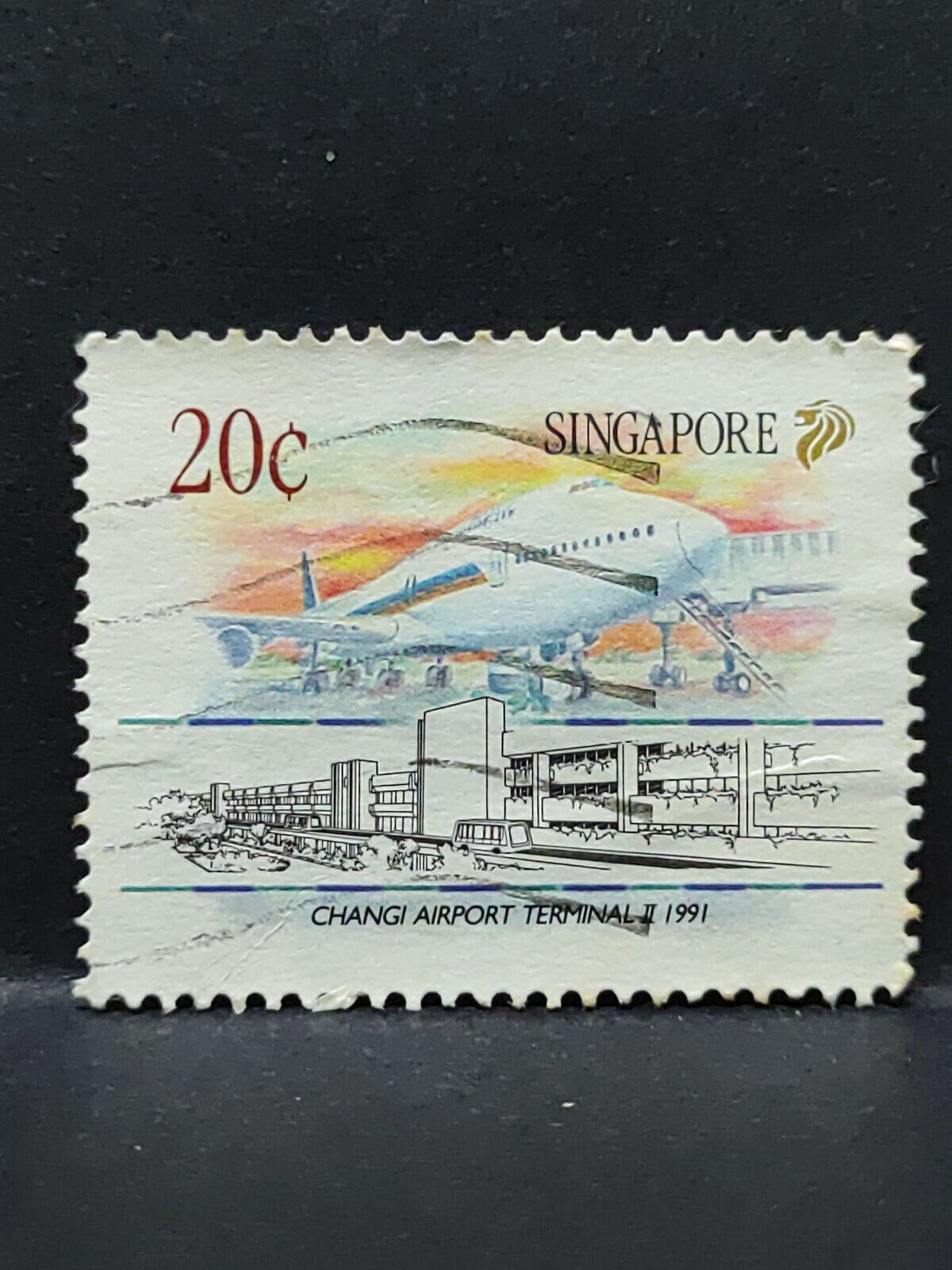 AMM68 Singapore Changi Airport Terminal 2 1991 20 cents Used Stamp (SA042)