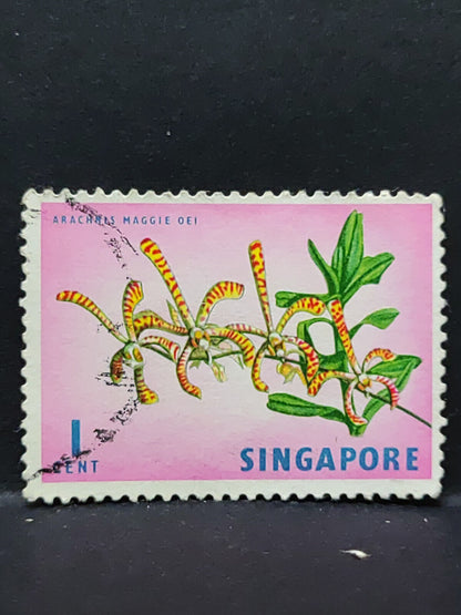 AMM68 Singapore Orchid Flower 1 cent Used Stamp (SA031)