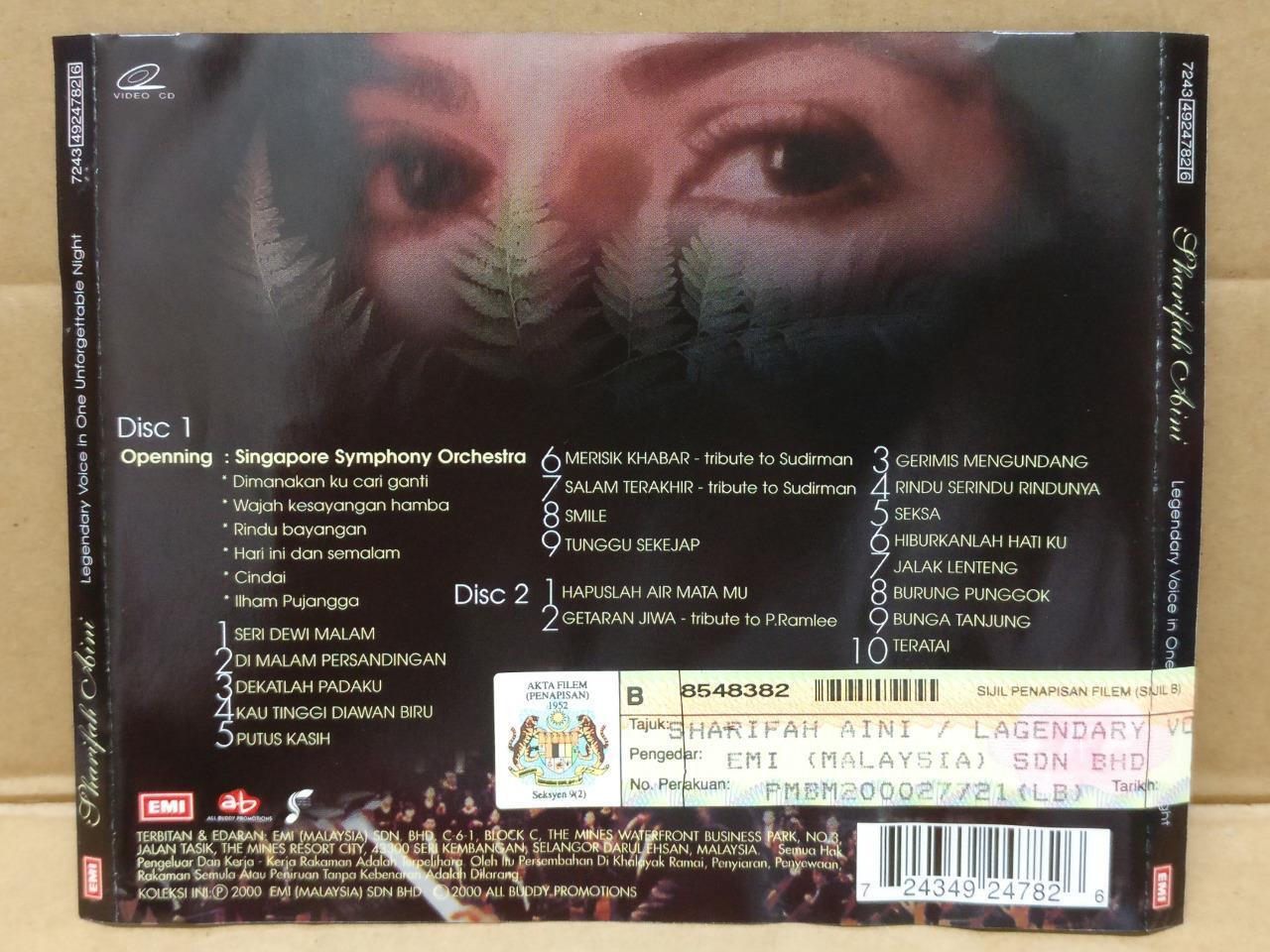 Malay Diva Sharifah Aini 2000 EMI Rare Malaysia Video CD 2x VCD FCS9006