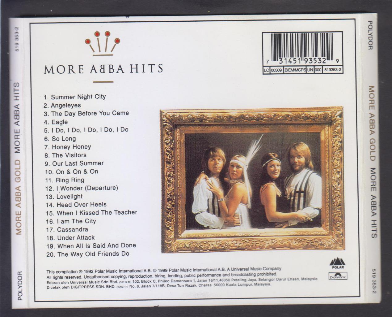 Mega Rare More ABBA Gold 1992 Malaysia CD FCS6484