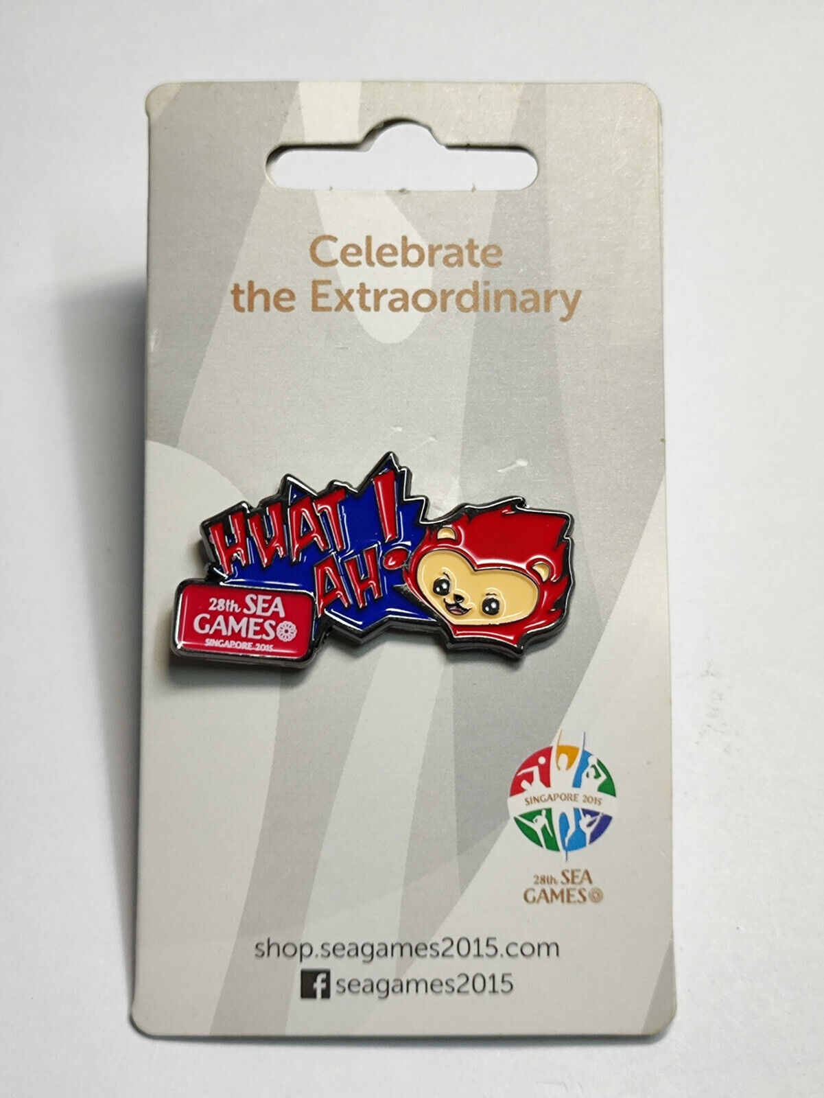 AMM68 PIN BADGE SINGAPORE 28TH SEA GAMES 2015 HUAT AH (JF138)