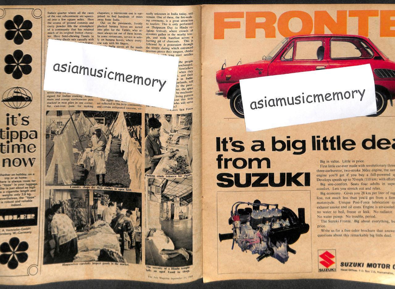 Vintage The Asia Magazine 1969 Suzuki Car Philips Shaver Brandy Advert (MZ071)