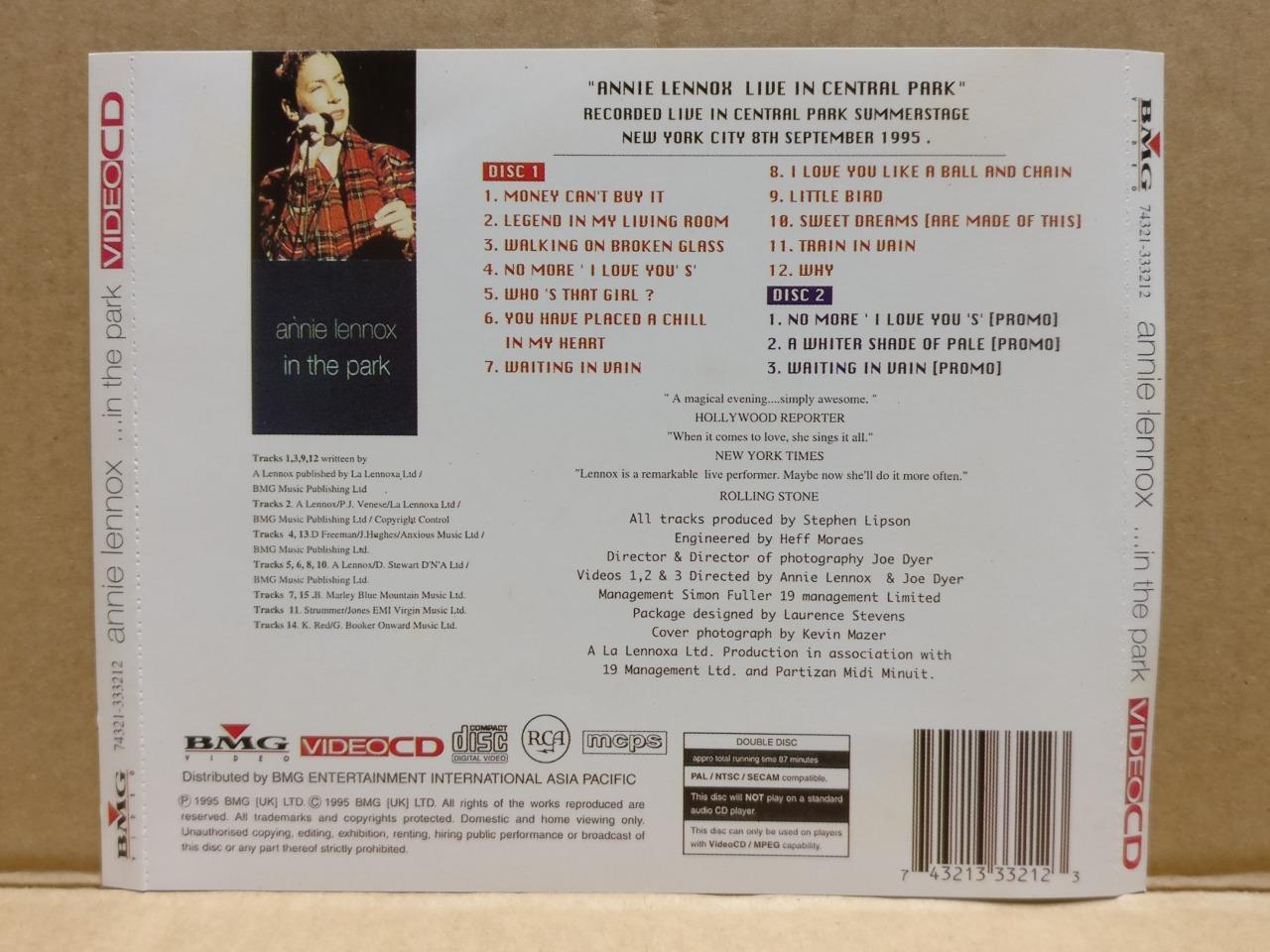 Annie Lennox In The Park 1995 Singapore Censor Sticker Video CD 2x VCD FCS9600