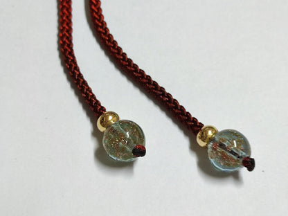 AMM68 STUNNING VINTAGE GOLD TONE NECKLACE 30'' PENDANT GLASS BEAD FLOWER (JF025)