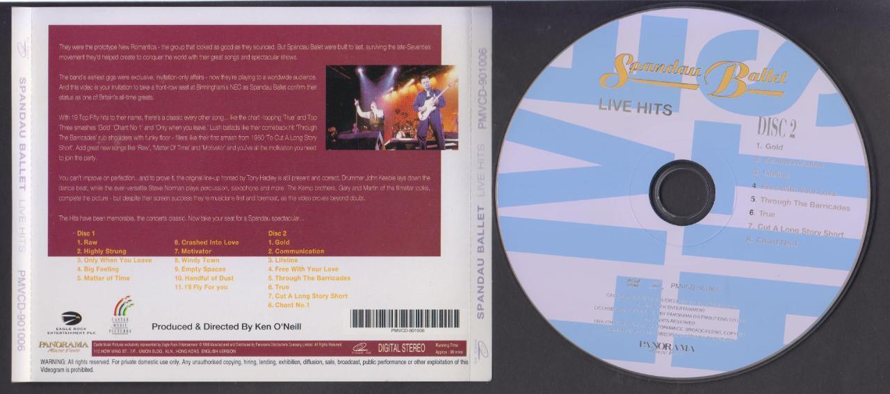 Mega Rare Spandau Ballet Live Hits Gold True Hong Kong 2x VCD FCS6124