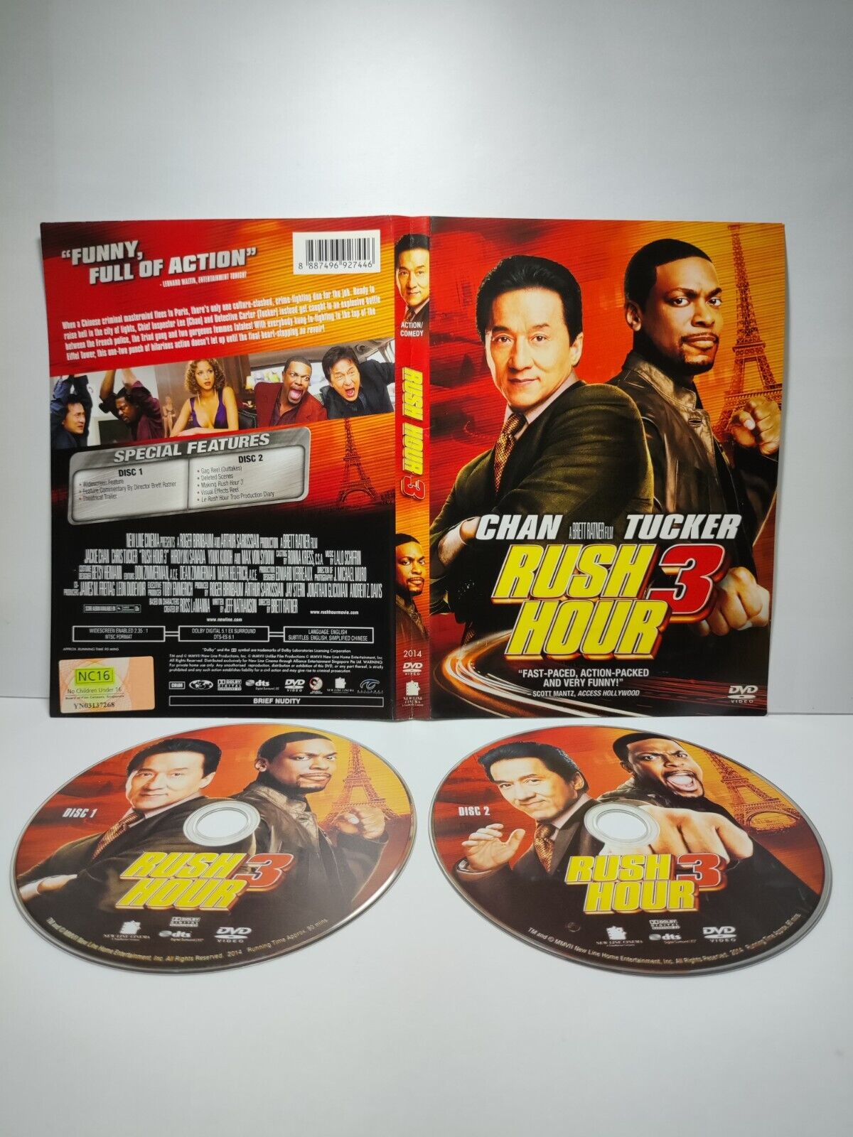 Movie Rush Hour 3 Jackie Chan DVD Disc & Cover Region 3 (NO Case) (DC047)