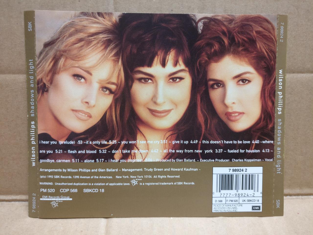 AMM Wilson Phillips Shadows & Light 1992 Holland English CD FCS10050 (No Case)