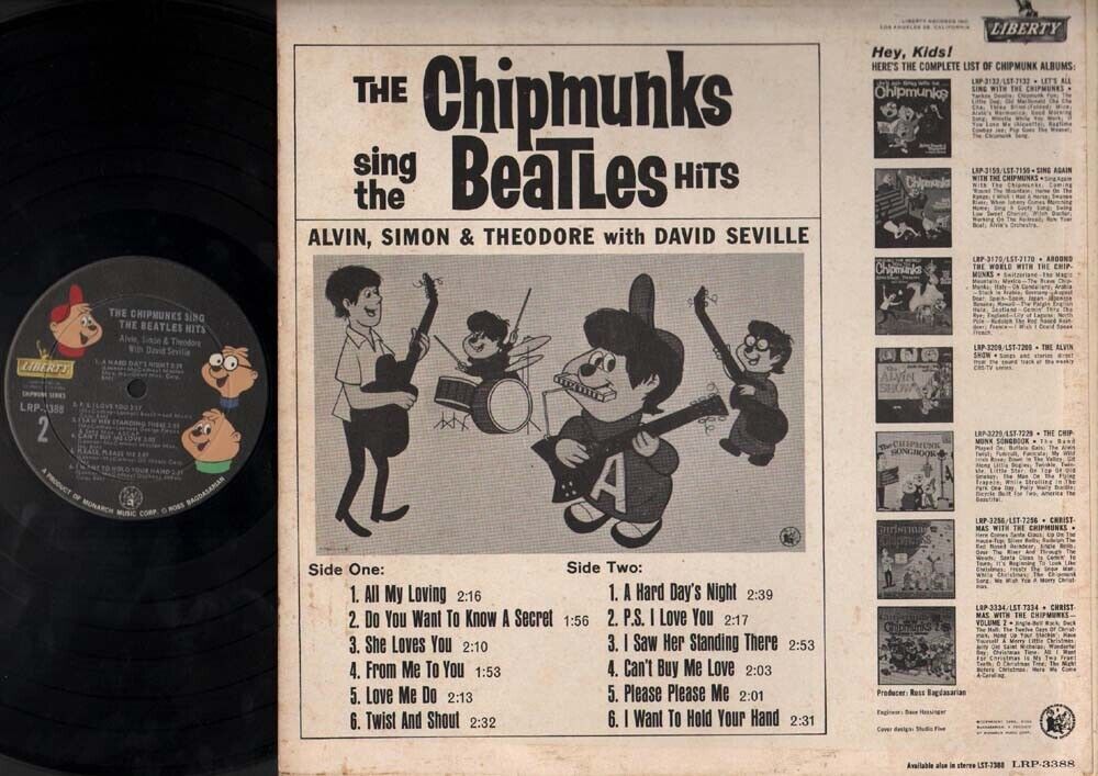 The Chipmunks Sings The Beatles Hits Liberty Label USA 12" LP ELP572