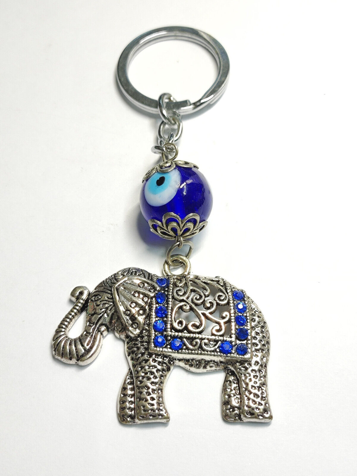 AMM68 STUNNING VINTAGE KEYCHAIN KEYRING SILVER TONE BANGKOK ELEPHANT (JF065)