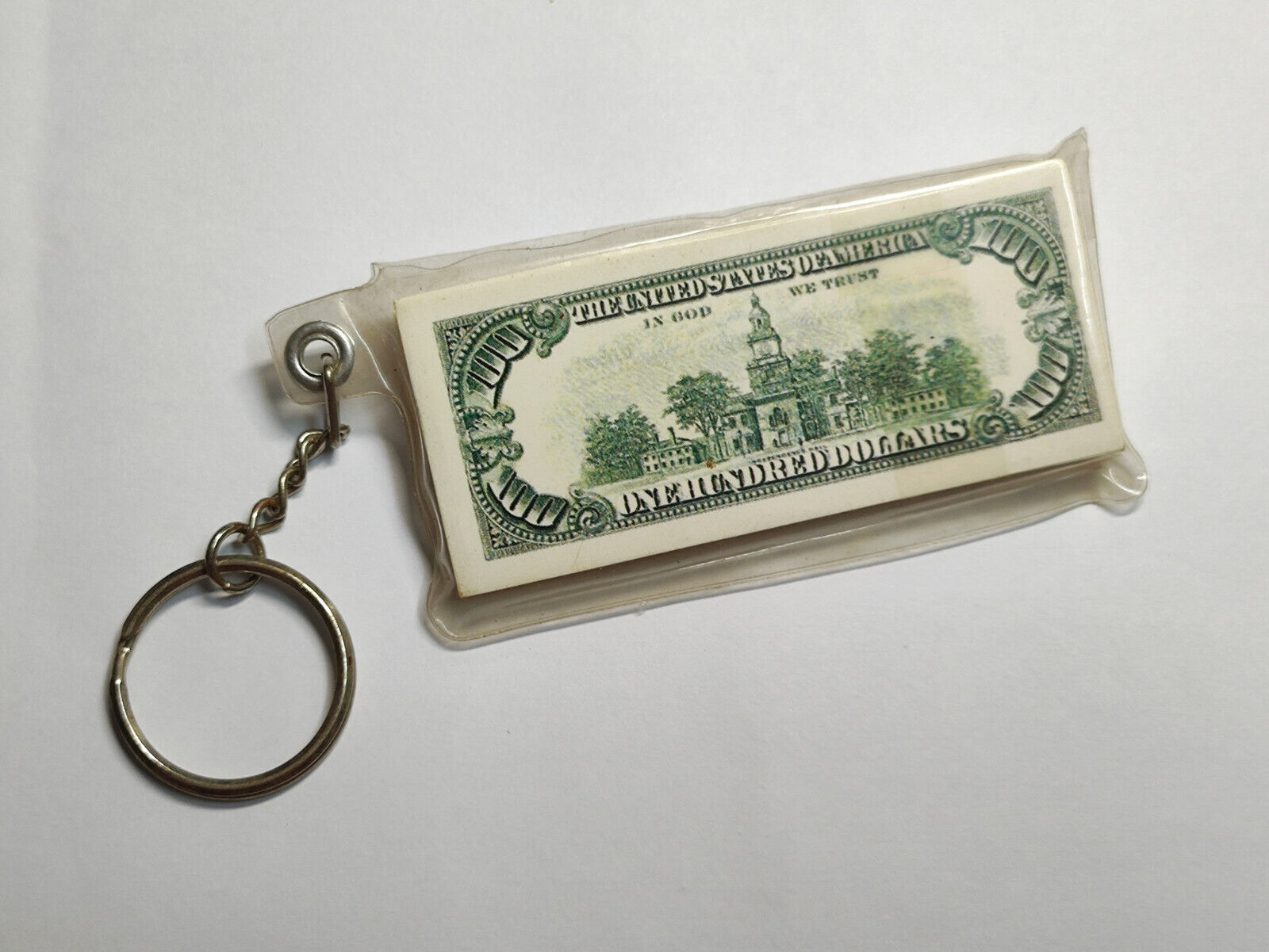 AMM68 VINTAGE KEYCHAIN KEYRING USA $100 MINI BANKNOTES (JF092)