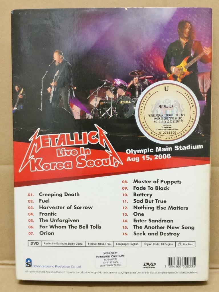 Metallica Heavy Metal Band Korea Concert 2006 Mega Rare Malaysia DVD FCBL082