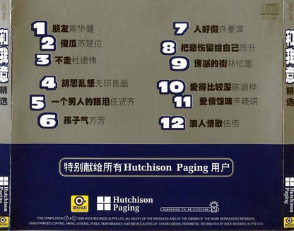 Rare Hutchison Paging 林忆莲 伍佰 万芳 任贤齐 陈淑桦 Rock Singapore Promo CD 1998 D012