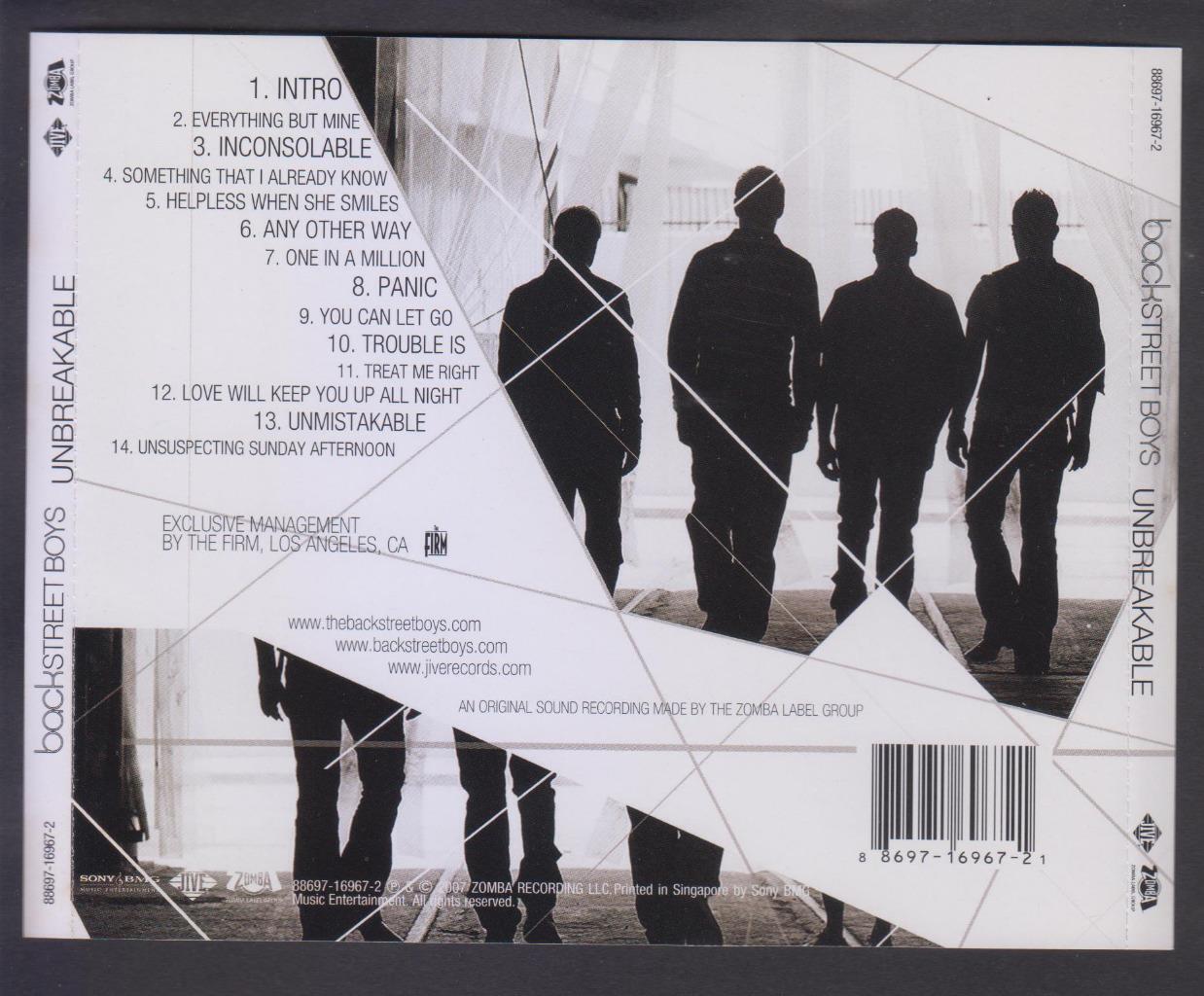 Mega Rare Backstreet Boys BSB Unbreakable 2007 Singapore CD FCS6562