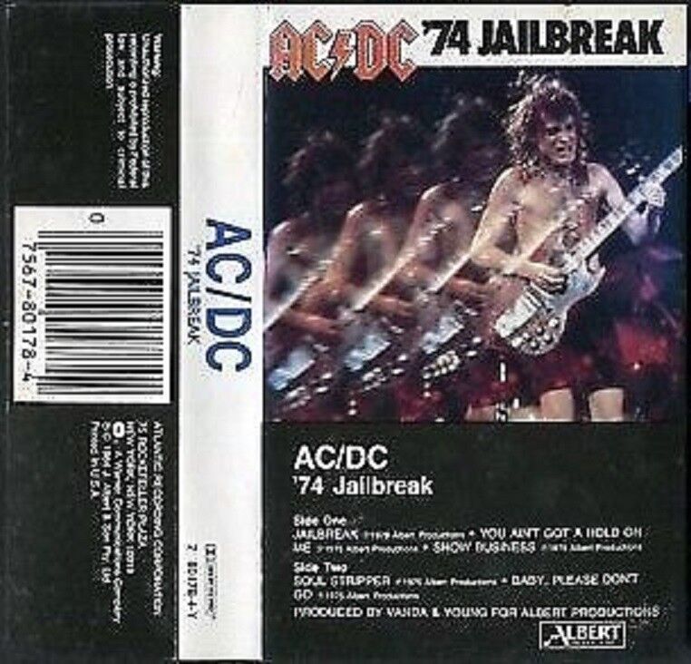 AC/DC 74 Jailbreak 1984 Atlantic USA Cassette 卡帶 磁帶 CS1770