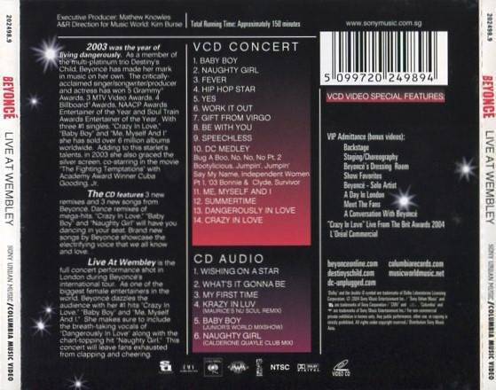 Beyonce Live At Wembley 2004 Mega Rare Sony Music Asia CD + 2x VCD FCS4804
