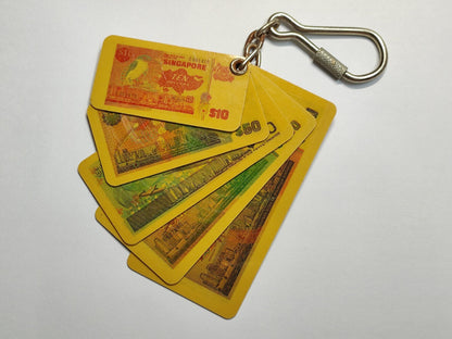 AMM68 VINTAGE KEYCHAIN KEYRING SINGAPORE MINI BANKNOTES (JF091)